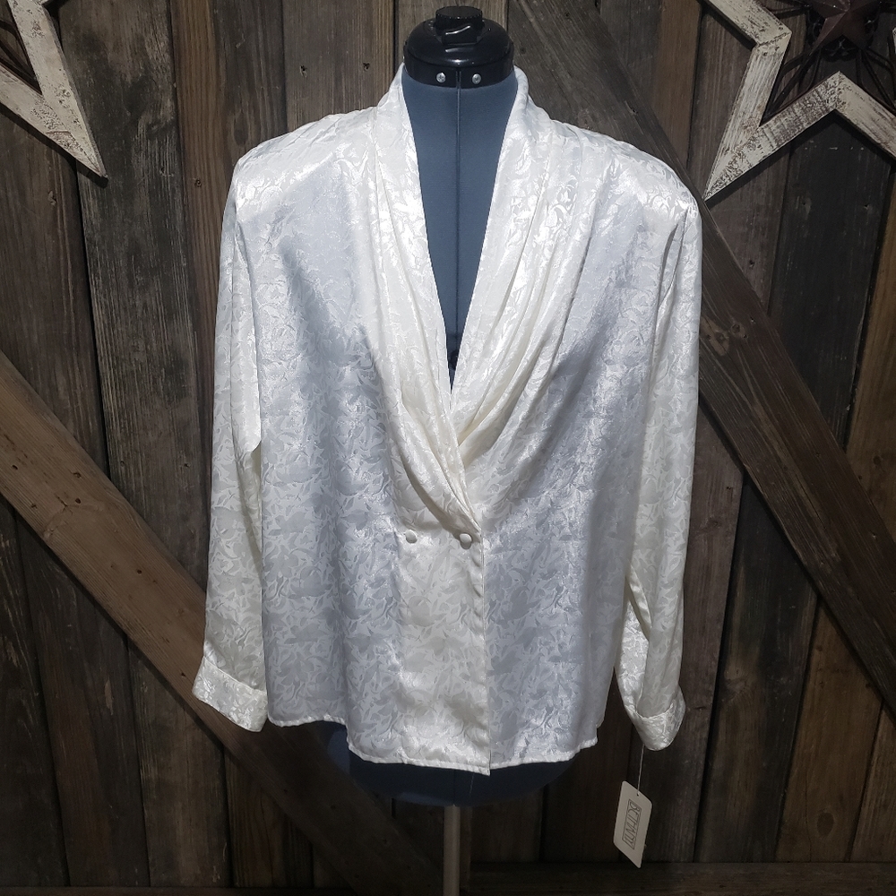 Vintage NWT Off White Silky Bethany Blazer Large